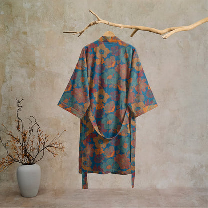 Vintage Kimono-Bademantel aus Baumwolle mit Blumenmuster - image 6