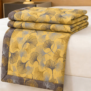 Bettwäsche-Set aus Baumwolle mit goldenem Ginkgoblatt - Gelb - Tagesdecke - König - image 0