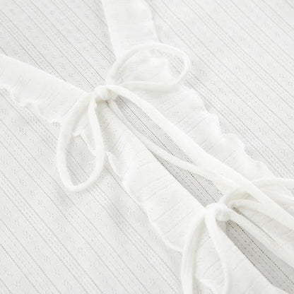 Weißes Loungewear-Set aus Baumwolle mit Rüschen - image 6