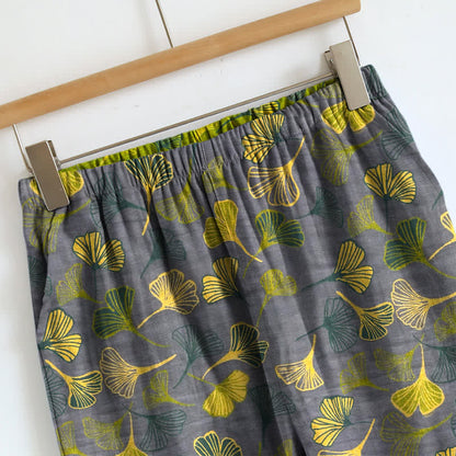 Retro-Loungewear-Set aus Baumwolle mit botanischem Ginkgoblatt-Tami-Top - image 7