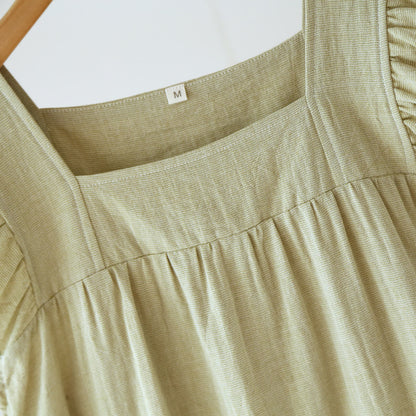 Baumwoll-Loungekleid mit eckigem Ausschnitt und Rüschen - image 5