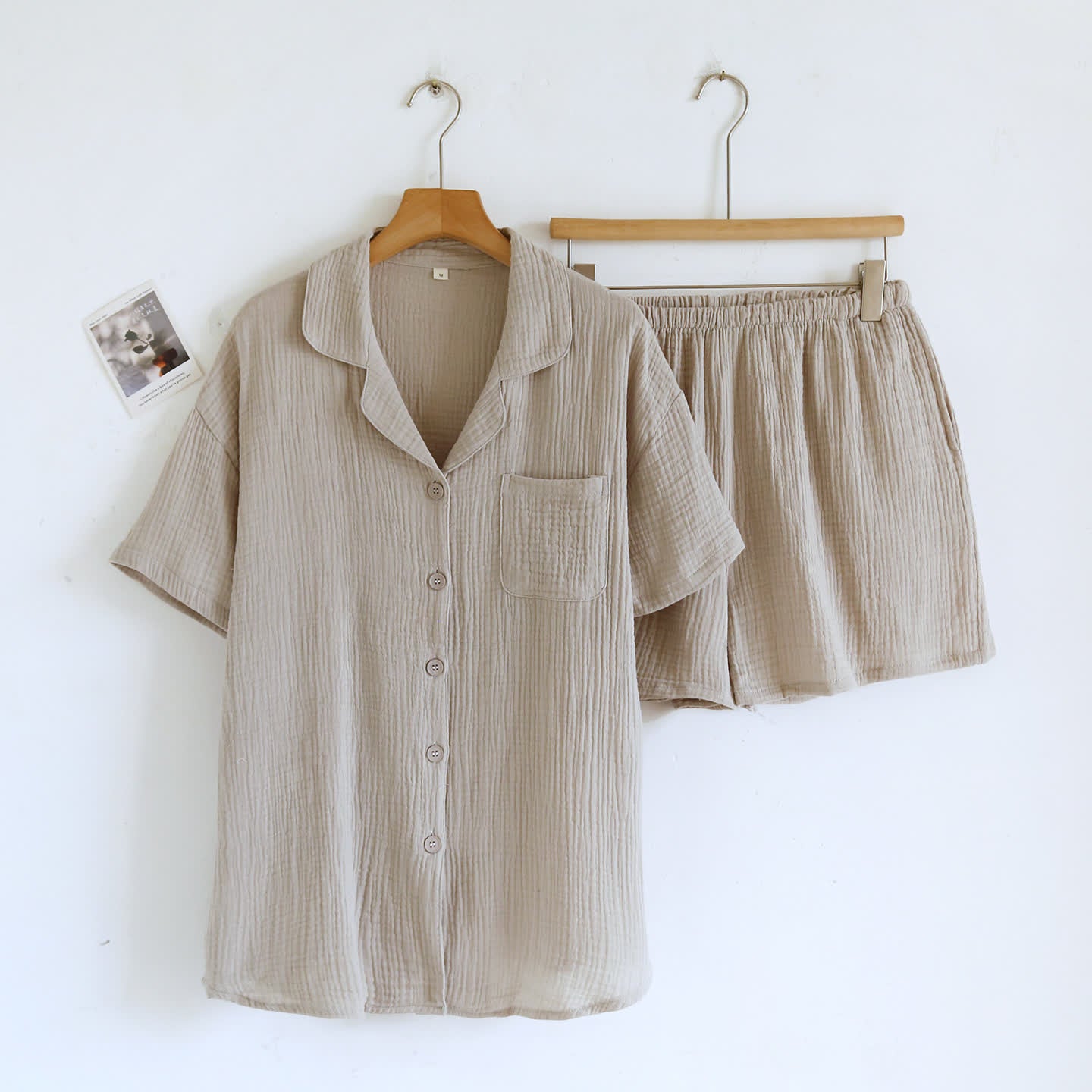 Loungewear-Set aus Baumwollgaze mit Knopfleiste - Grau - Damen XL - image 1