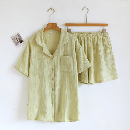 Loungewear-Set aus Baumwollgaze mit Knopfleiste - Matcha Grün - Damen XL - image 10