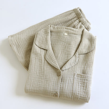 Loungewear-Set aus Baumwollgaze mit Knopfleiste - image 3