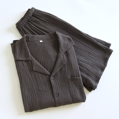 Loungewear-Set aus Baumwollgaze mit Knopfleiste - image 9