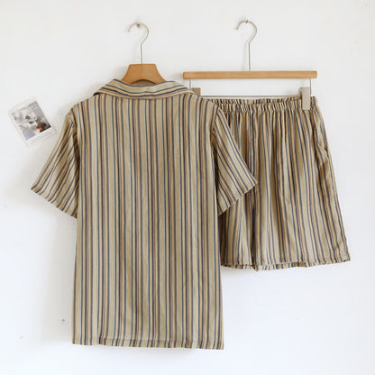Vintage-Straped Cotton Loungewear Set - image 1