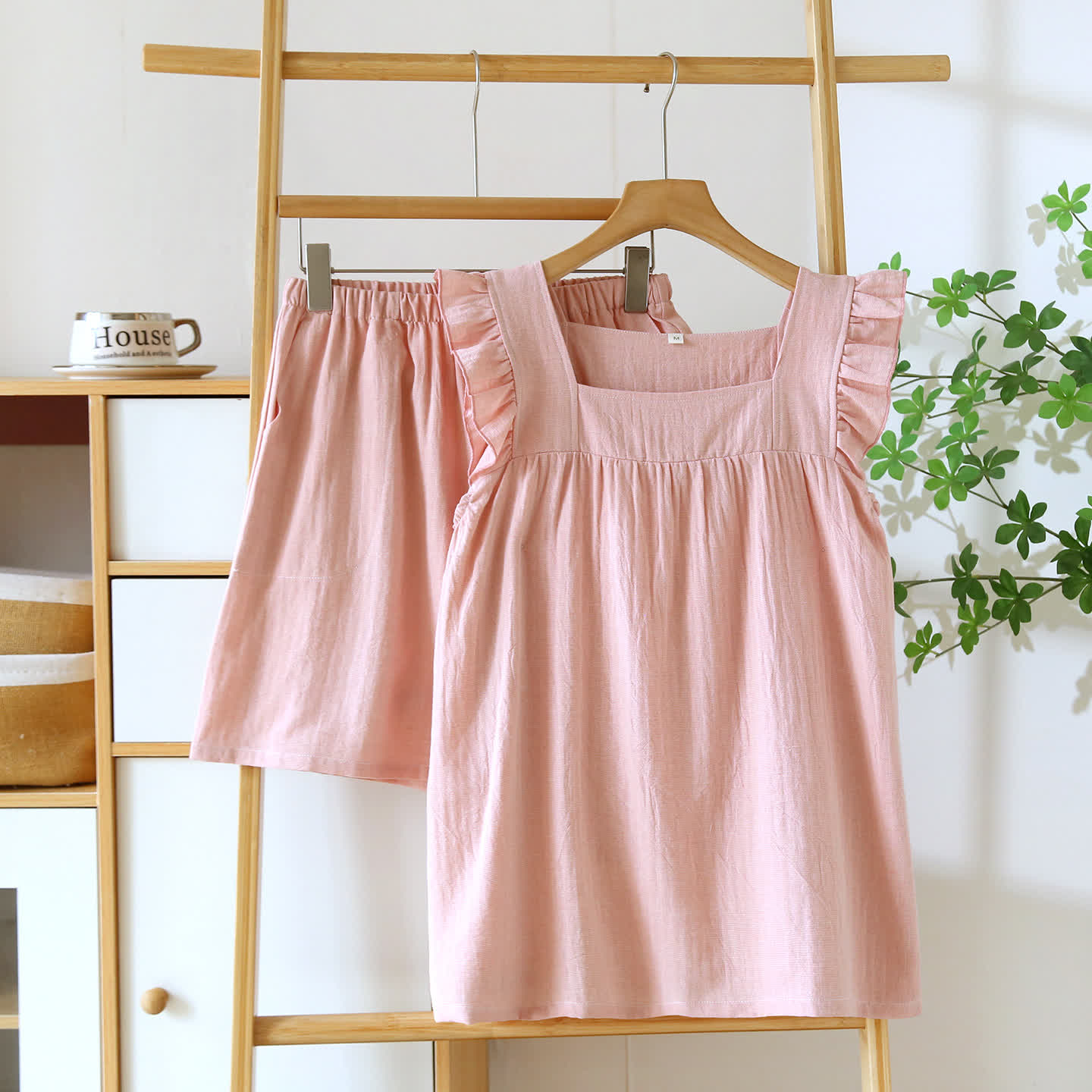 Lounge-Set aus Baumwolle mit luftigem Rüschenbesatz - Rosa - XL - image 2