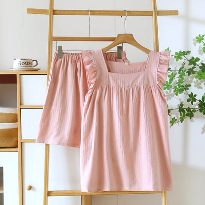 Lounge-Set aus Baumwolle mit luftigem Rüschenbesatz - Rosa - XL - image 2