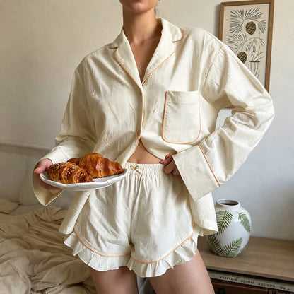 Schickes Loungewear-Set aus Baumwolle mit Rüschensaum - image 3