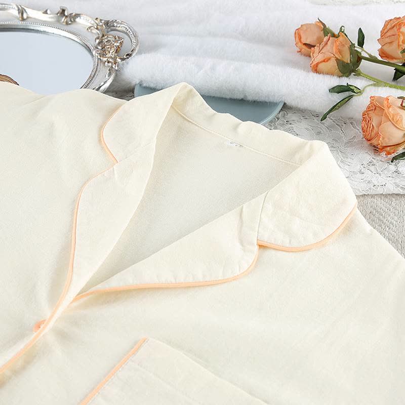 Minimalistischer Baumwoll-Pyjama-Set mit langen Ärmeln und Taschen - image 4