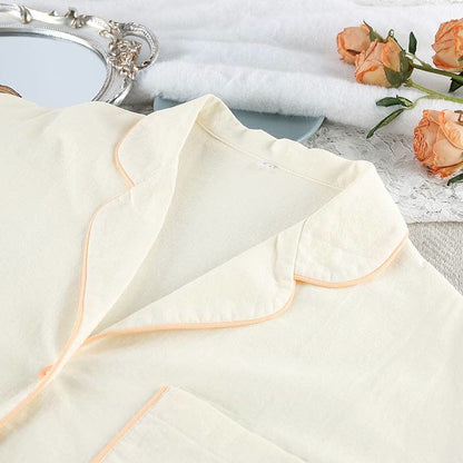 Minimalistischer Baumwoll-Pyjama-Set mit langen Ärmeln und Taschen - image 4