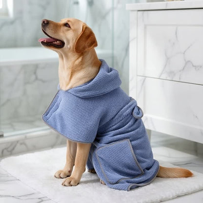 Einfarbiger Mikrofaser-Bademantel für Hunde - Blau - XL - image 0