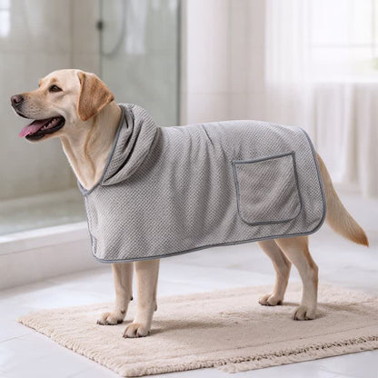 Einfarbiger Mikrofaser-Bademantel für Hunde - Grau - XL - image 4