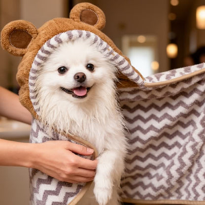 Grauer Hundebademantel mit Bärenohren - Grau - 2XL - image 0