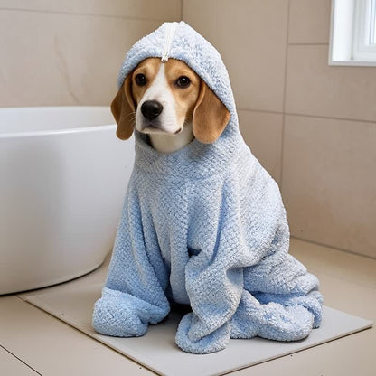 Blauer Hundebademantel mit Waffelstruktur - Blau - 3XL - image 0