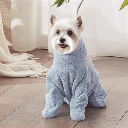Blauer Hundebademantel mit Waffelstruktur - image 1