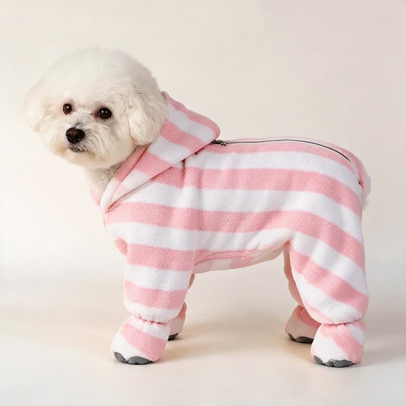 Rosa-weiß gestreifter Hundebademantel - image 0