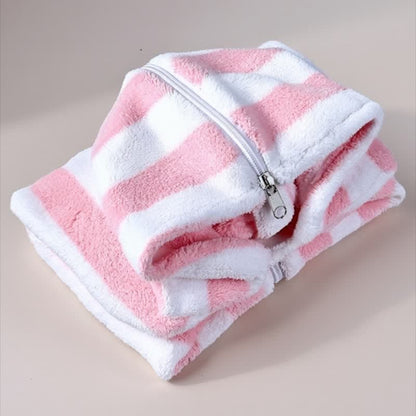 Rosa-weiß gestreifter Hundebademantel - image 3