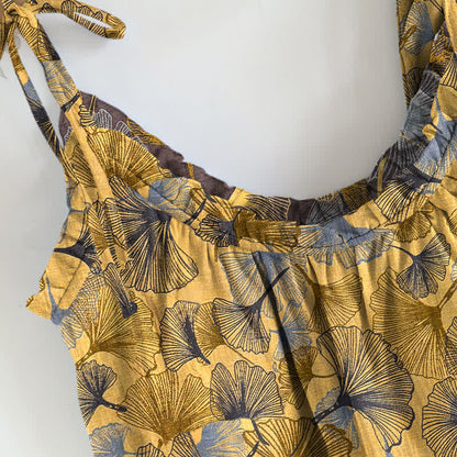 Retro-Loungewear-Set aus Baumwoll-Cami mit Ginkgoblattmuster - image 2