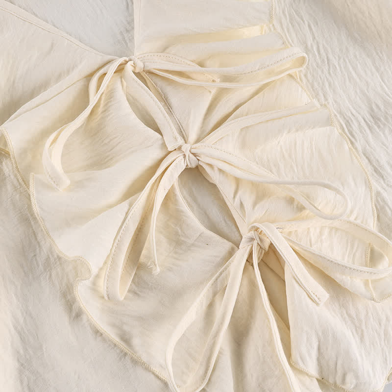 Romantisches Loungewear-Set mit Rüschen und Bindeband vorne - image 4