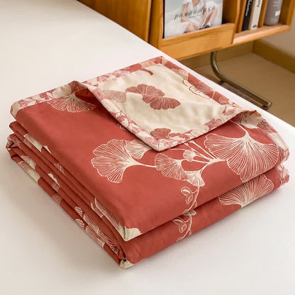 Bettwäsche-Set aus Baumwolle mit rotem Ginkgoblatt - image 1