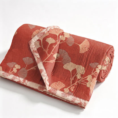 Bettwäsche-Set aus Baumwolle mit rotem Ginkgoblatt - image 2
