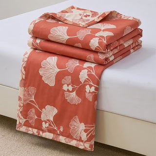 Bettwäsche-Set aus Baumwolle mit rotem Ginkgoblatt - Rot - Tagesdecke - König - image 0