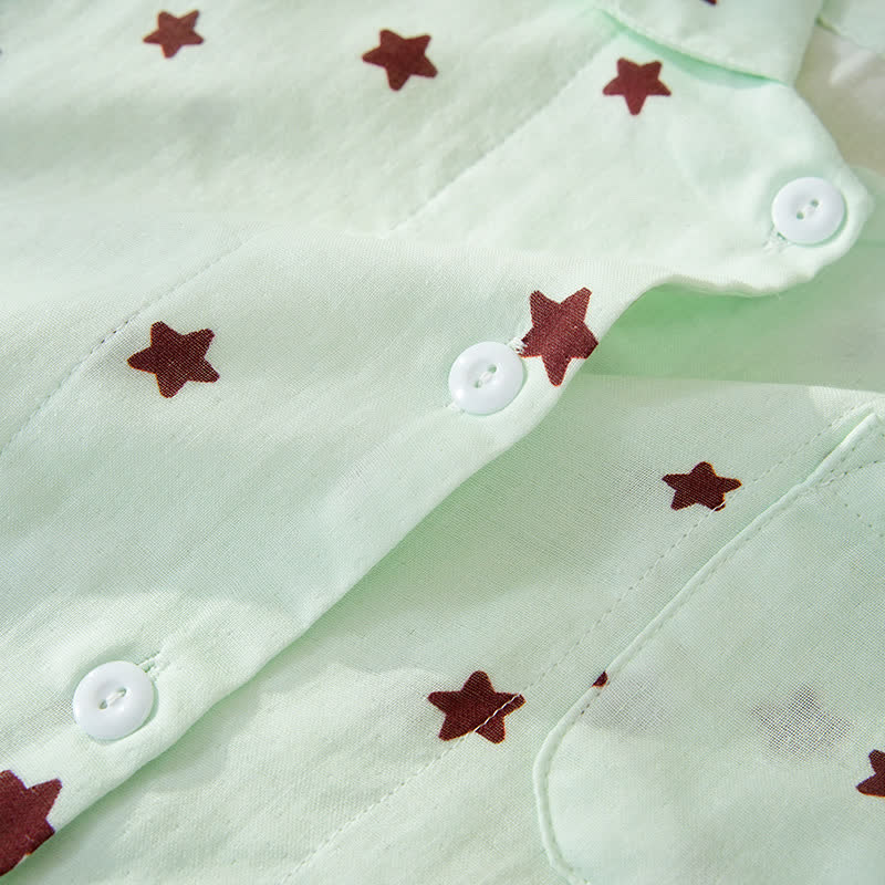 Baumwollpyjama mit pastellfarbenem Sternenmuster und langen Ärmeln - image 7
