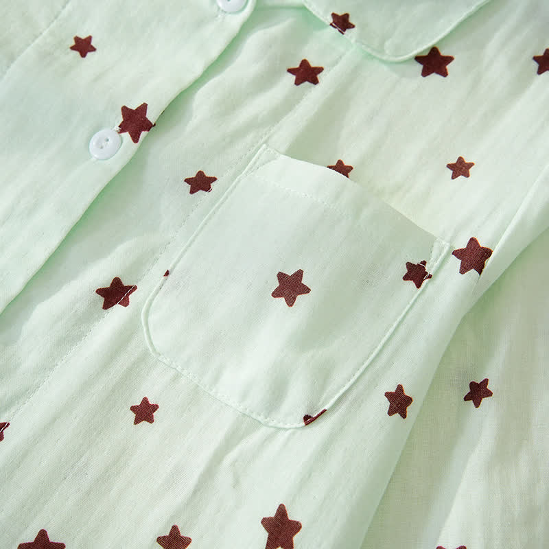 Baumwollpyjama mit pastellfarbenem Sternenmuster und langen Ärmeln - image 8