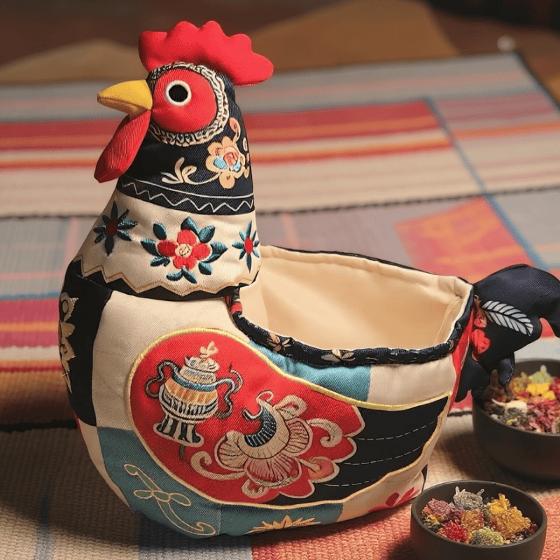 Aufbewahrungskorb für Hühner aus Patchwork-Baumwolle - image 3