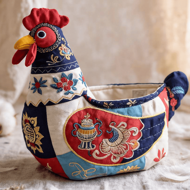 Aufbewahrungskorb für Hühner aus Patchwork-Baumwolle - image 1