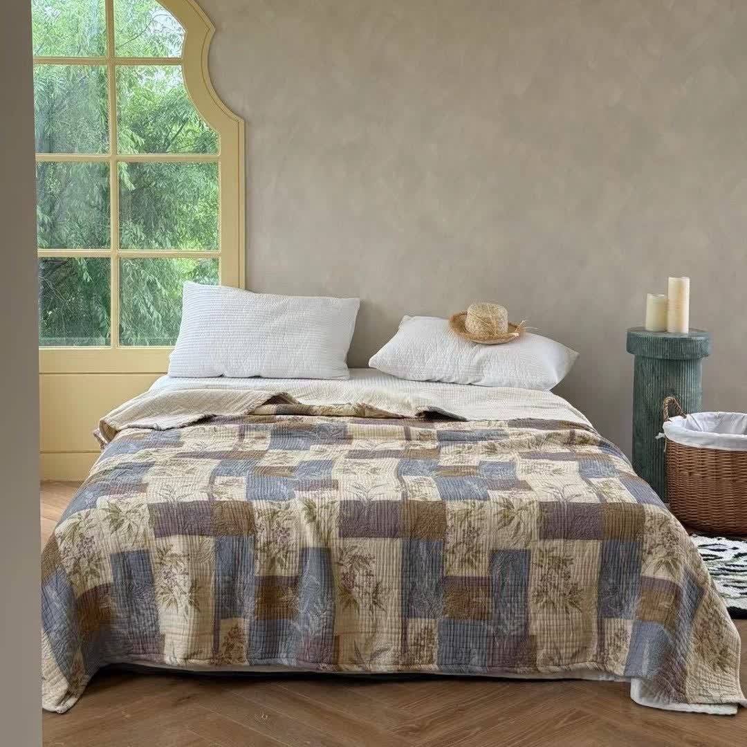Vintage Patchwork-Baumwoll-Tagesdecke - Königin - image 0
