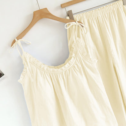 Einfarbiger Rüschen-Baumwollpyjama mit Camisole - image 19