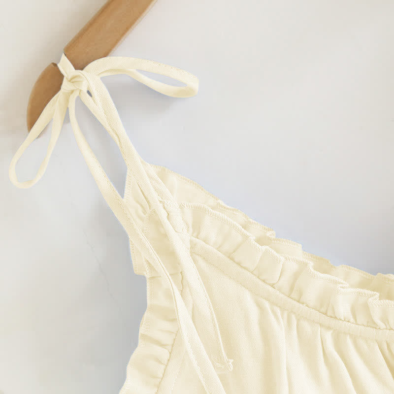 Einfarbiger Rüschen-Baumwollpyjama mit Camisole - image 22