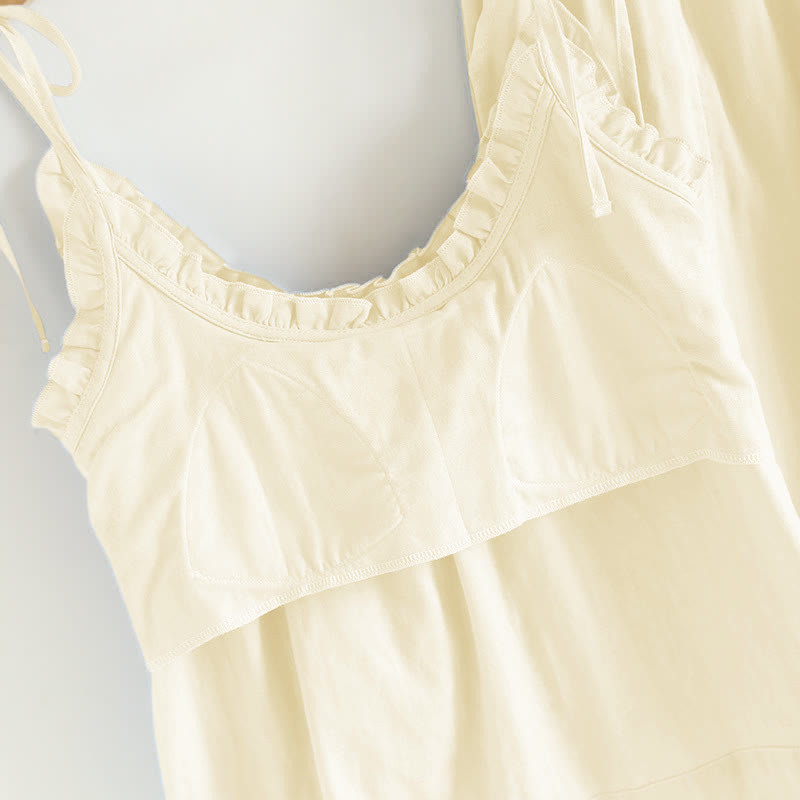 Einfarbiger Rüschen-Baumwollpyjama mit Camisole - image 21