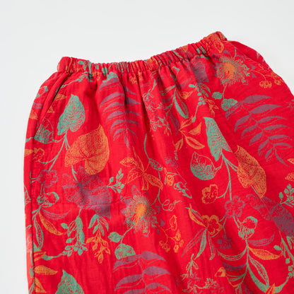 Retro-Loungewear-Set aus Baumwolle mit rotem Blattmuster - image 3
