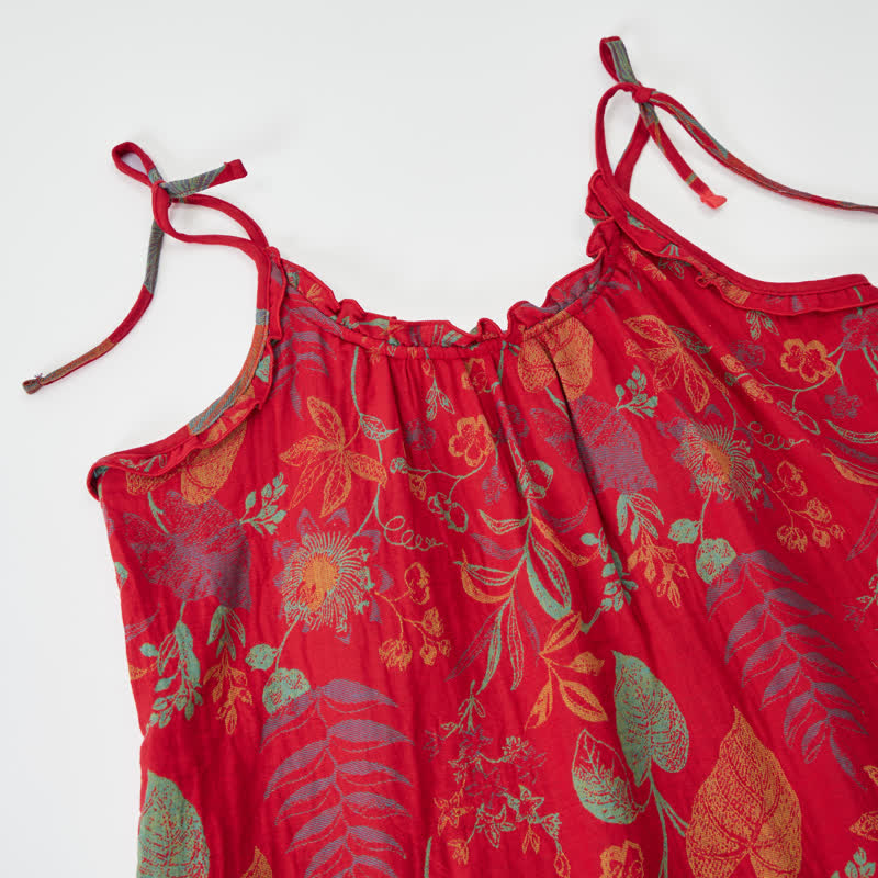 Retro-Loungewear-Set aus Baumwolle mit rotem Blattmuster - image 2