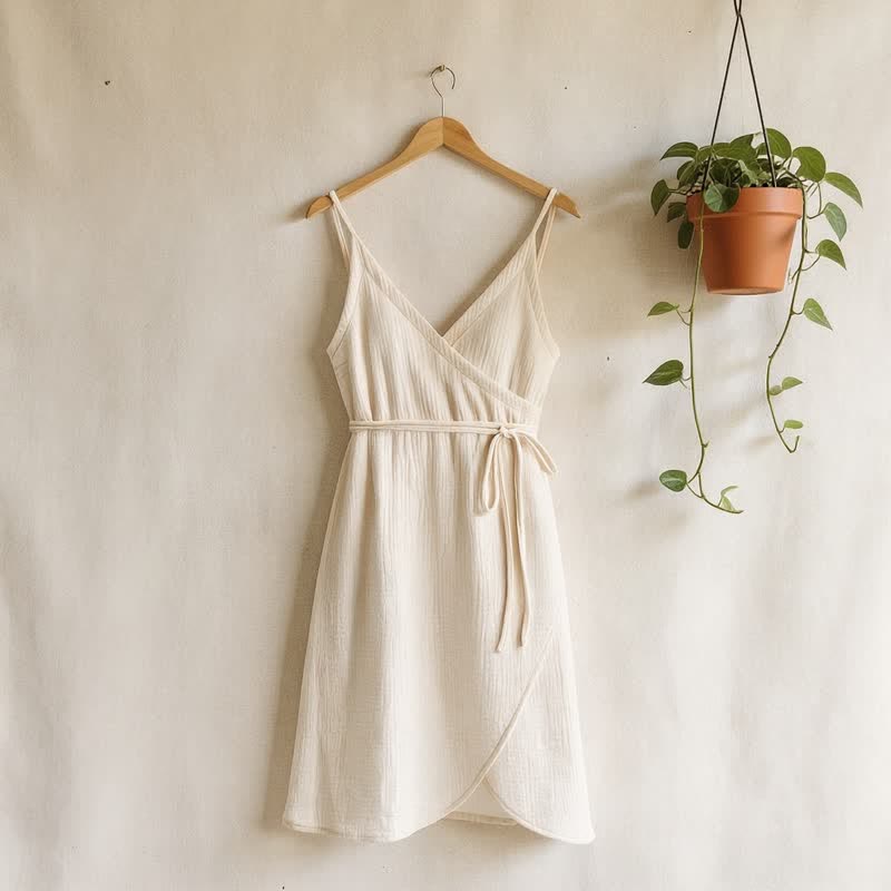 Unifarbenes ärmelloses Loungekleid - image 2