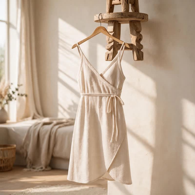 Unifarbenes ärmelloses Loungekleid - image 3