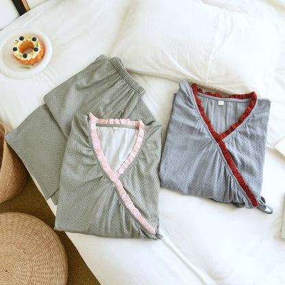 Loungewear-Set aus Baumwolle mit seitlichen Bindebändern - Blau - XL - image 5