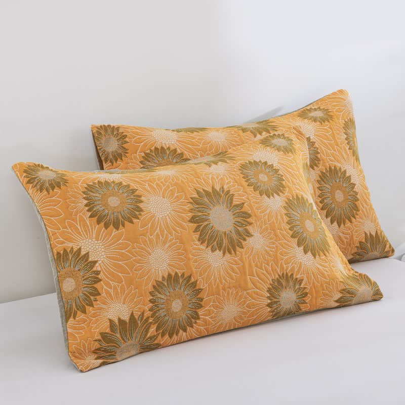 Retro-Sonnenblumen-Baumwollgaze-Decke - Orange - 51cm x 91cm - 2 Kissenbezüge - image 8