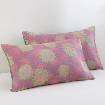 Retro-Sonnenblumen-Baumwollgaze-Decke - Rosa - 51cm x 91cm - 2 Kissenbezüge - image 25
