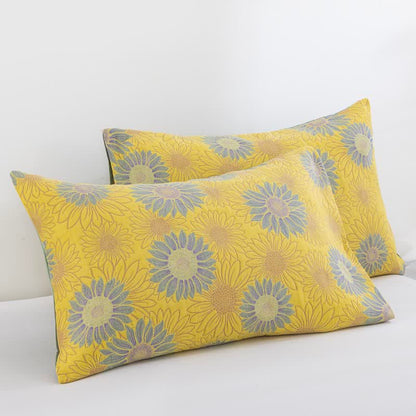 Retro-Sonnenblumen-Baumwollgaze-Decke - Gelb - 51cm x 91cm - 2 Kissenbezüge - image 18