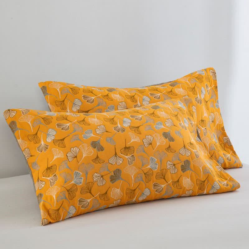 Wendbare Baumwolldecke „Golden Ginkgo“ - Orange - 51cm x 91cm - 2 Kissenbezüge - image 7