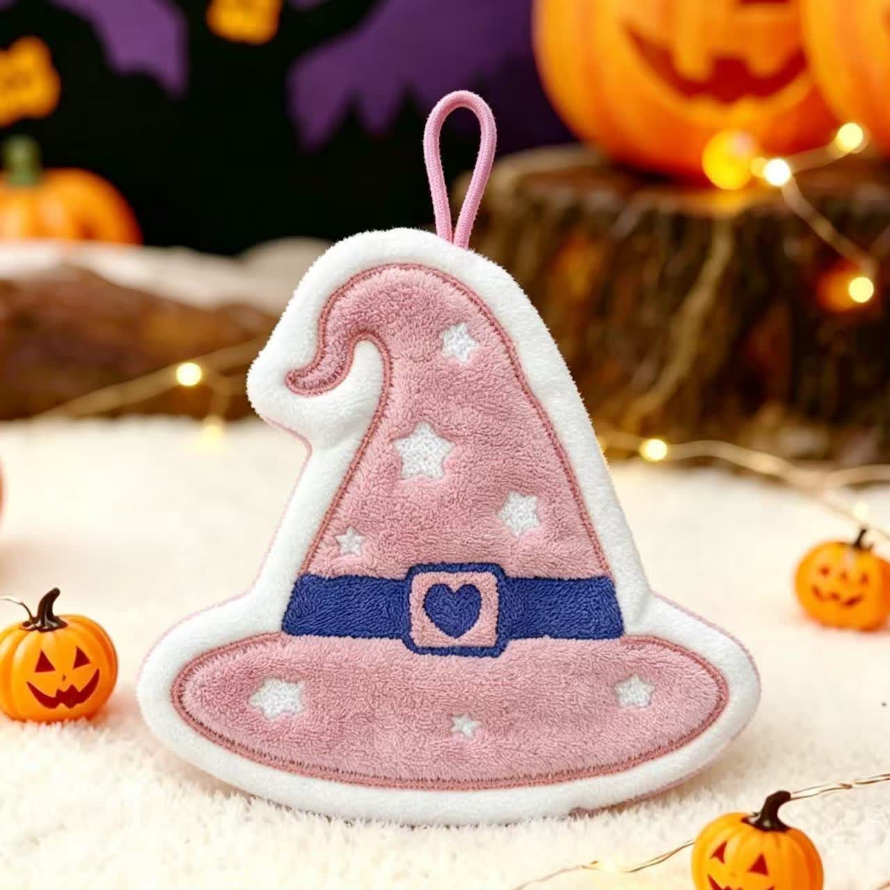 Halloween-Fleece-Hängehandtuch - Rosa Hut - 5 Stück - image 4