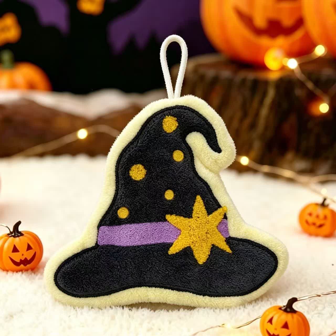 Halloween-Fleece-Hängehandtuch - Schwarzer Hut - 5 Stück - image 3