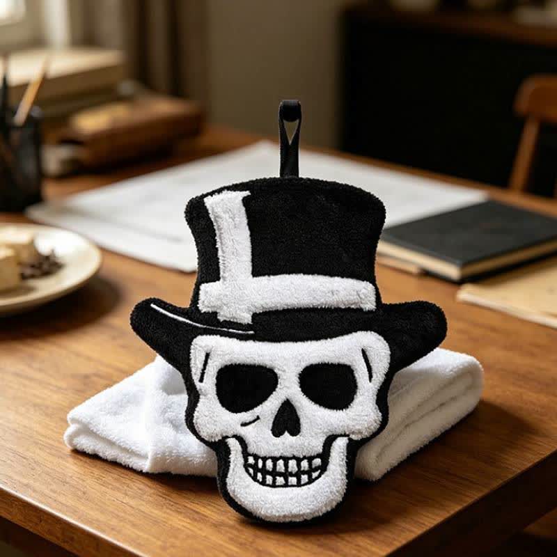 Gothic-Totenkopf-Fleece-Handtuch zum Aufhängen - Zylinder - 3 Stück - image 5