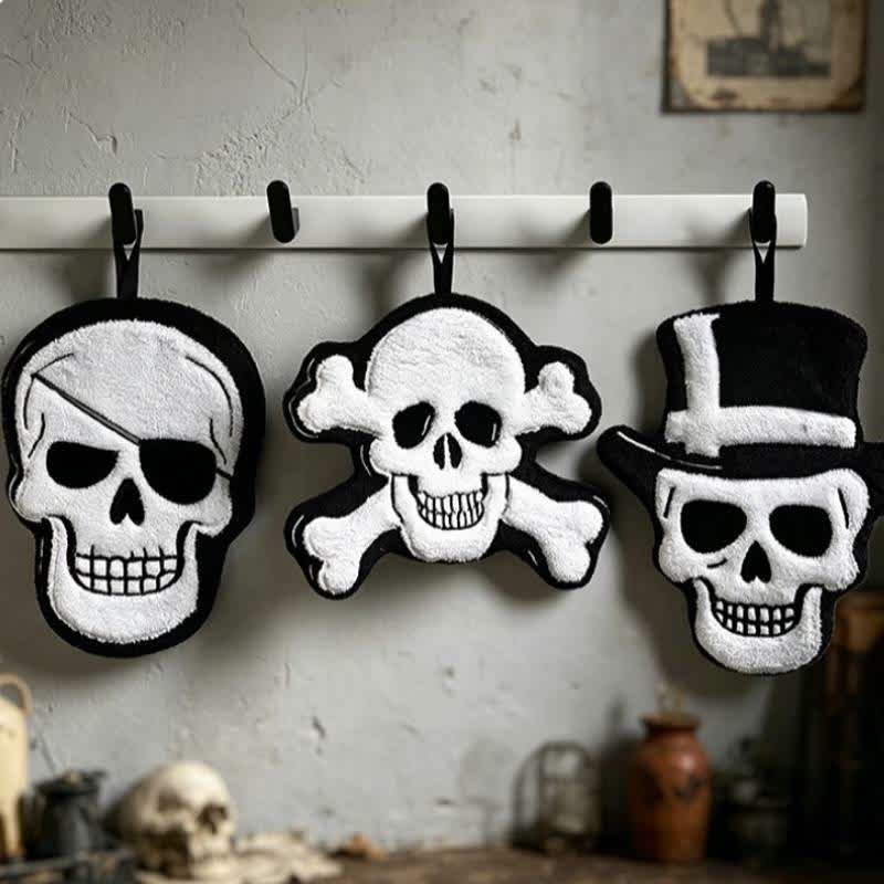 Gothic-Totenkopf-Fleece-Handtuch zum Aufhängen - Set (3 Muster) - 3 Stück - image 0