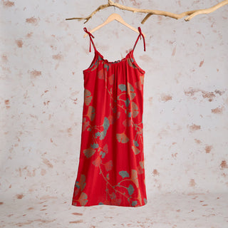 Maxikleid mit Ginkgoblatt-Schnittmuster - Rot & Grün - L - image 0