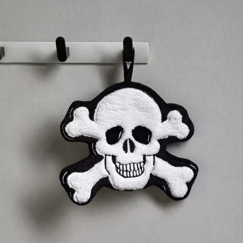 Gothic-Totenkopf-Fleece-Handtuch zum Aufhängen - Gekreuzte Knochen - 3 Stück - image 1